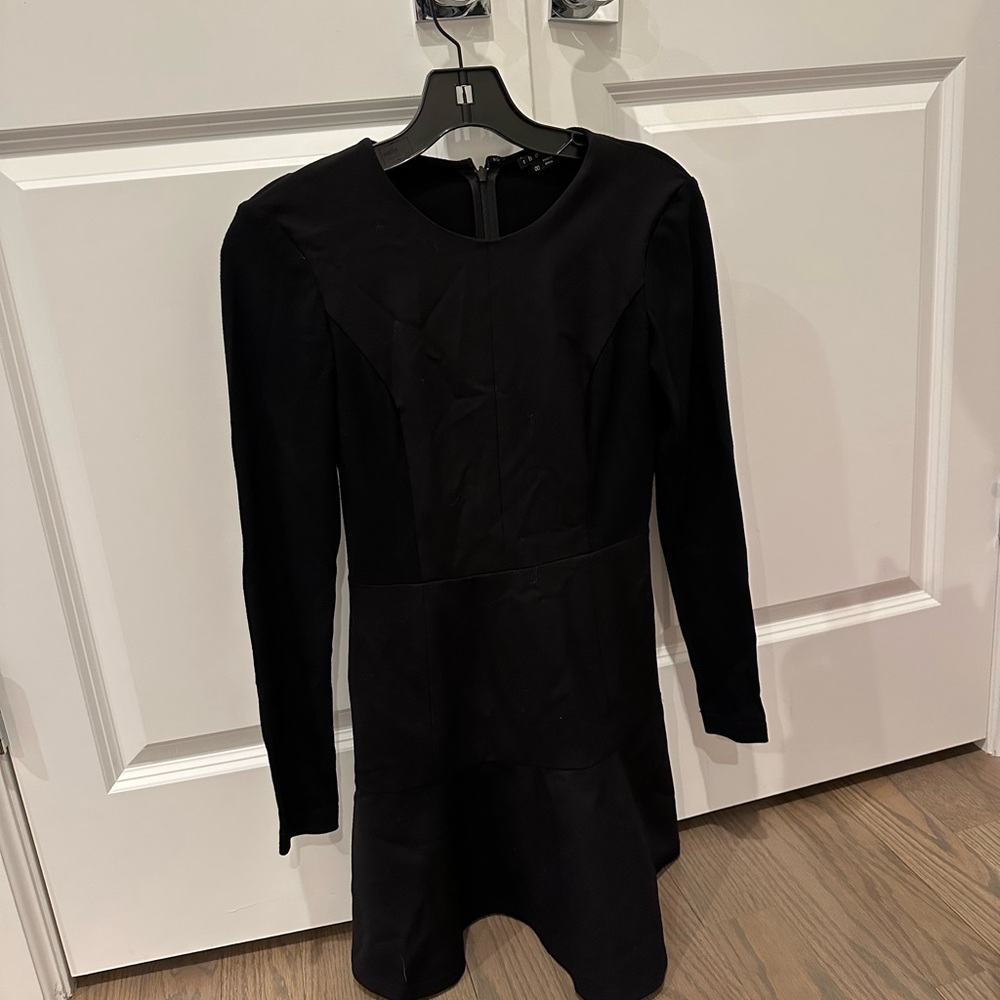 Theory black long sleeve mini dress